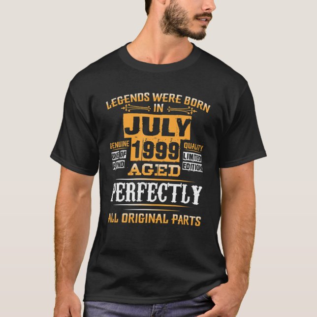 Camiseta Leyenda De Hombres Nacida En Julio De 1999 22º Cum (Anverso)