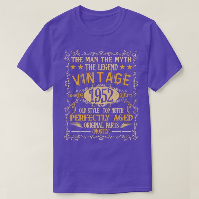 Camiseta Leyenda de mito de hombre de 70 años 1952 70º cump (Diseño del anverso)