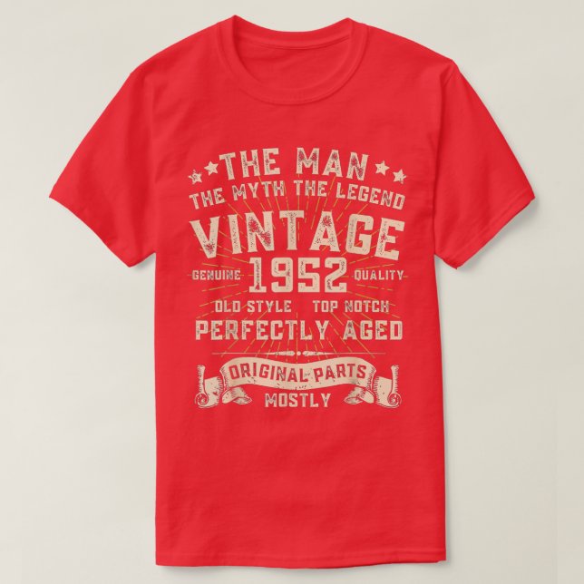 Camiseta Leyenda de mito masculino de 1952 70º cumpleaños d (Diseño del anverso)