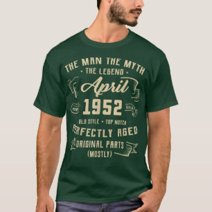 Camiseta Leyenda de mito masculino de abril de 1952 regalo 