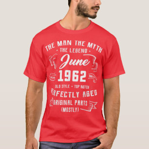 Camiseta Leyenda de mito masculino de junio de 1962 Regalo