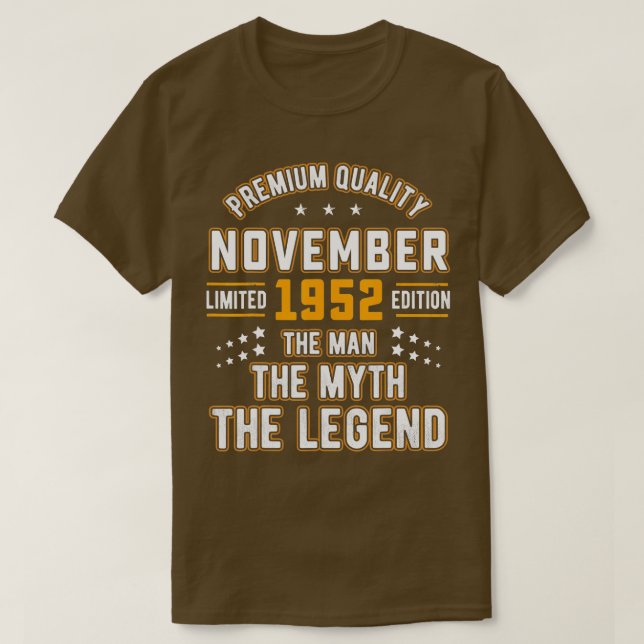 Camiseta Leyenda de mito masculino de noviembre de 1952 70º (Diseño del anverso)