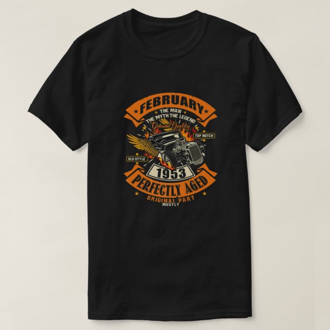 Camiseta Leyenda de mito masculino febrero 1953 70º cumplea (Diseño del anverso)
