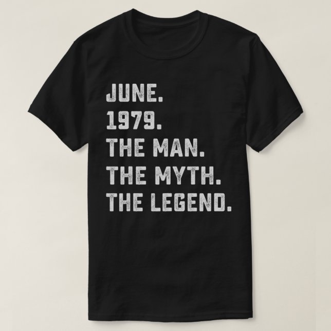 Camiseta Leyenda de mito masculino junio 1979 42º cumpleaño (Diseño del anverso)