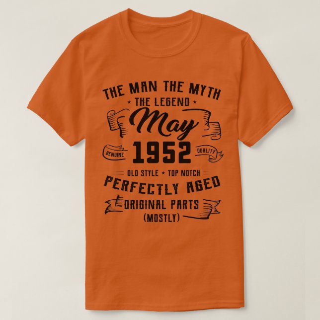 Camiseta Leyenda de mito masculino mayo 1952 70º regalo de  (Diseño del anverso)