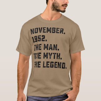 Camiseta Leyenda de mito masculino noviembre 1952 70º cumpl