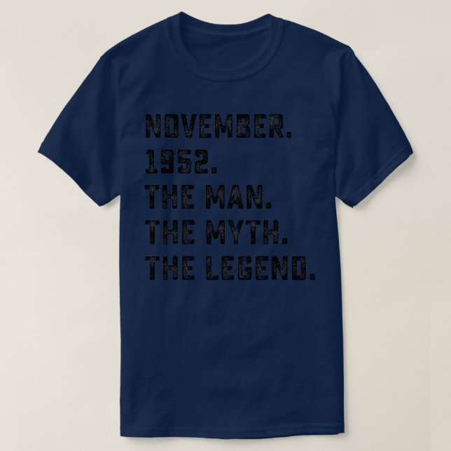 Camiseta Leyenda de mito masculino noviembre 1952 70º cumpl (Diseño del anverso)