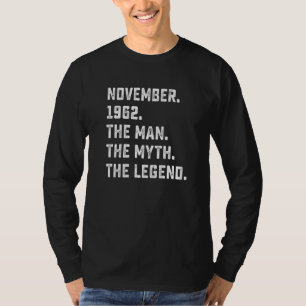 Camiseta Leyenda de mito masculino noviembre 1962 60º cumpl