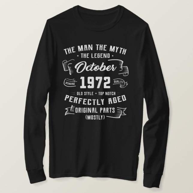 Camiseta Leyenda de mito masculino octubre 1972 50º cumplea (Anverso del diseño)