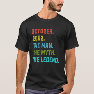 Camiseta Leyenda de mito masculino octubre 2002 20 cumpleañ