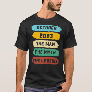 Camiseta Leyenda de mito masculino octubre 2003 19 cumpleañ