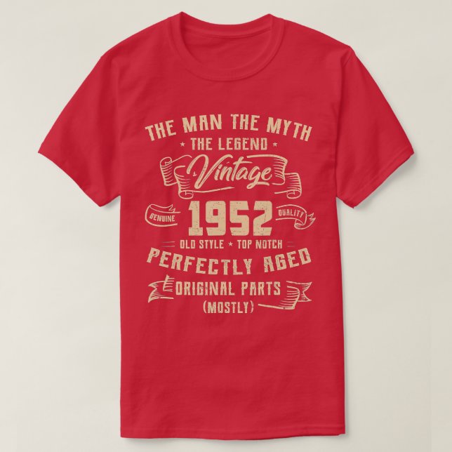 Camiseta Leyenda de Mitos del Hombre 1952 70º cumpleaños du (Diseño del anverso)