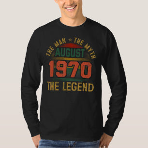 Camiseta Leyenda de Mitos del Hombre Agosto de 1970 52º cum
