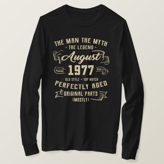 Camiseta Leyenda de Mitos del Hombre de los Hombres Agosto  (Anverso del diseño)