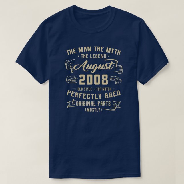Camiseta Leyenda de Mitos del Hombre de los Hombres Agosto  (Diseño del anverso)
