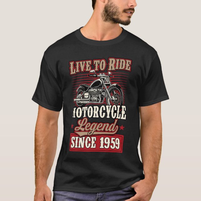 Camiseta Leyenda De Motocicleta En Vivo Desde 1959 Biker Bi (Anverso)