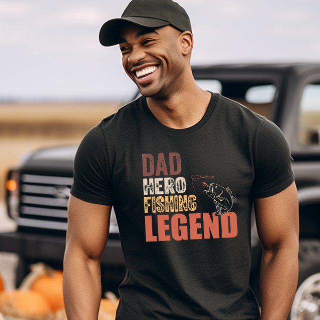 Camiseta Leyenda de pesca de Hero Dad (dad hero fishing legend, legend, dad legend, dad fish, fish lover shirt)