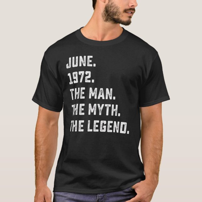 Camiseta Leyenda del mito del hombre junio de 1972 50º cump (Anverso)