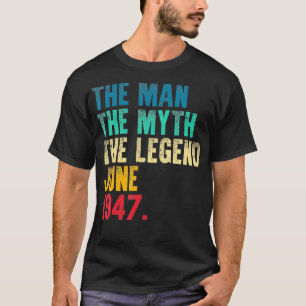 Camiseta Leyenda del mito masculino de 1947 74th Bday Retro
