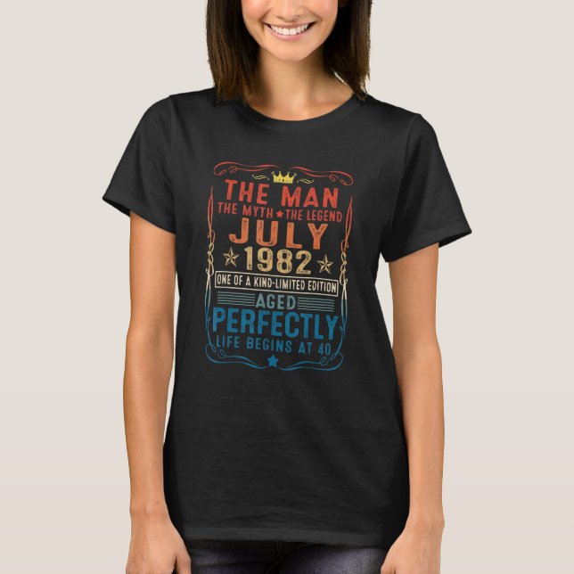 Camiseta Leyenda del Mitos del Hombre Julio de 1982 40º cum (Anverso)