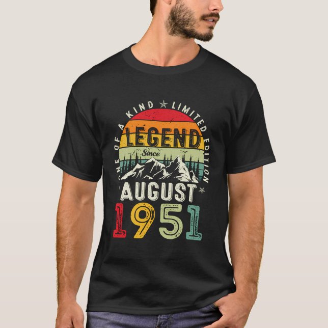 Camiseta Leyenda Desde Agosto De 1951 72º Regalos De Cumple (Anverso)