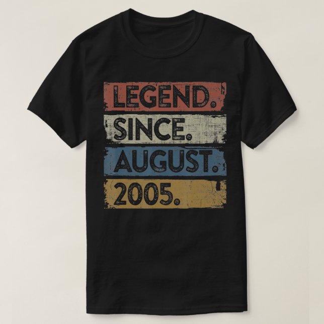 Camiseta Leyenda desde agosto de 2005 16º regalo de cumplea (Diseño del anverso)