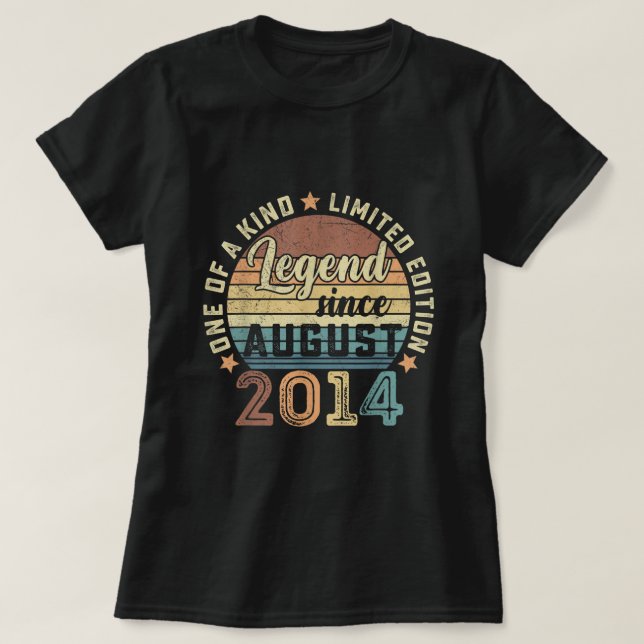 Camiseta Leyenda desde agosto de 2014 8º regalo de cumpleañ (Diseño del anverso)