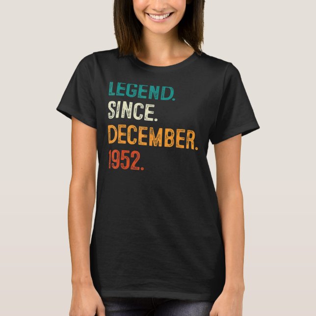 Camiseta Leyenda desde diciembre de 1952 70th Bday de 70 añ (Anverso)