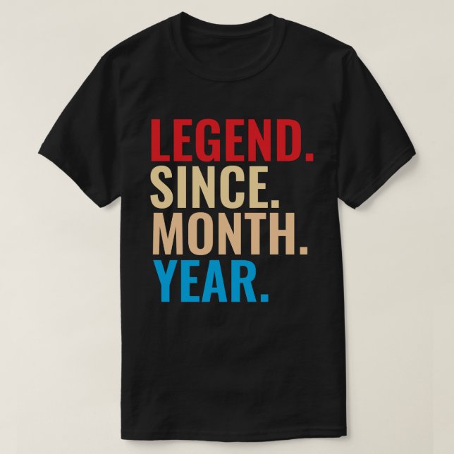 Camiseta Leyenda desde el año del mes personalizado cumplea (Diseño del anverso)
