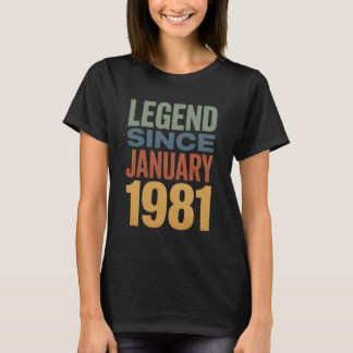 Camiseta Leyenda Desde Enero 1981 Cumpleaños Clásico Retro