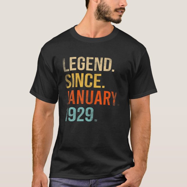 Camiseta Leyenda Desde Enero De 1929 93º Cumpleaños 93 Años (Anverso)