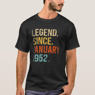 Camiseta Leyenda Desde Enero De 1952 70º Cumpleaños 70 Años