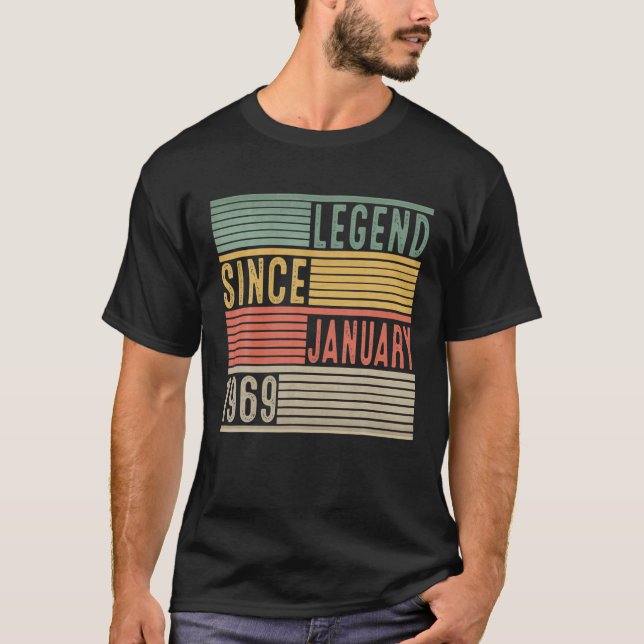 Camiseta Leyenda Desde Enero De 1969 53º Cumpleaños 53 Años (Anverso)