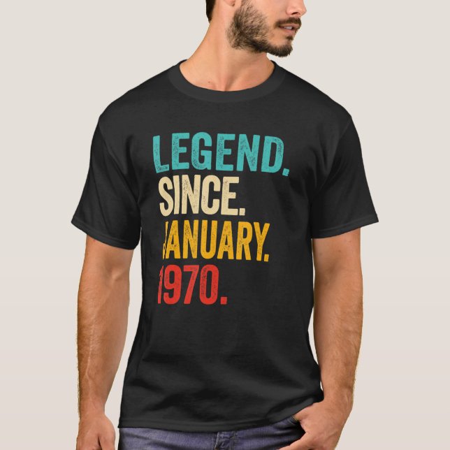 Camiseta Leyenda desde enero de 1970 53 años de edad 53 año (Anverso)