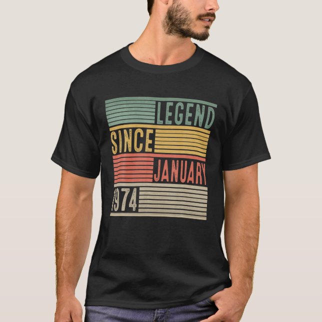 Camiseta Leyenda Desde Enero De 1974 48º Cumpleaños 48 Años (Anverso)