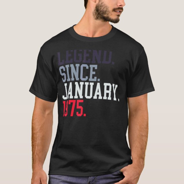 Camiseta Leyenda Desde Enero De 1975 Para Hombres Mujeres E (Anverso)