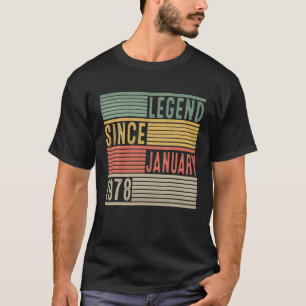 Camiseta Leyenda Desde Enero De 1978 44º Cumpleaños 44 Años