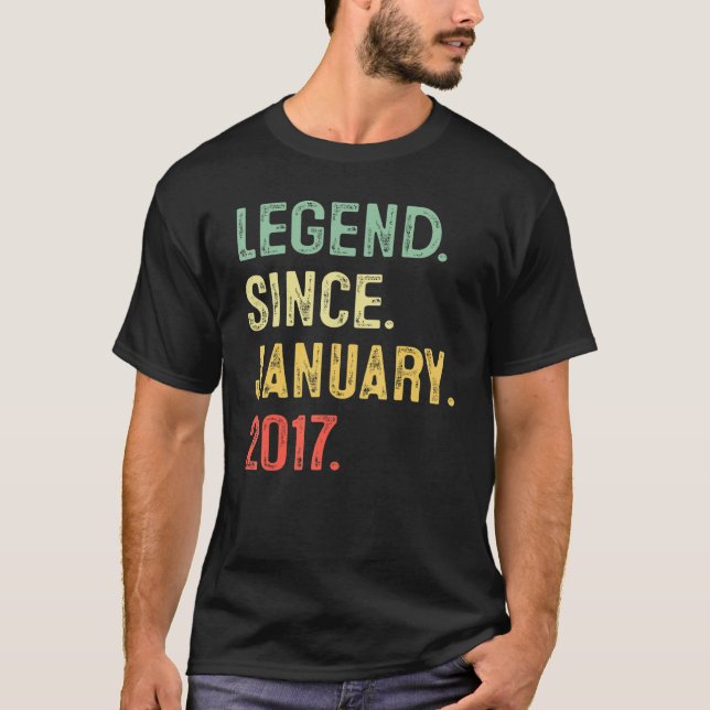Camiseta Leyenda desde enero de 2017 6 cumpleaños, Ol (Anverso)