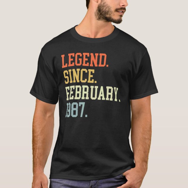 Camiseta Leyenda Desde Febrero De 1987 Para Hombres Febrero (Anverso)