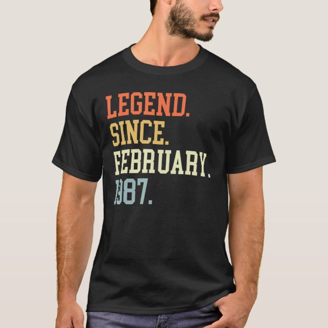 Camiseta Leyenda Desde Febrero De 1987 Para Hombres Febrero (Anverso)