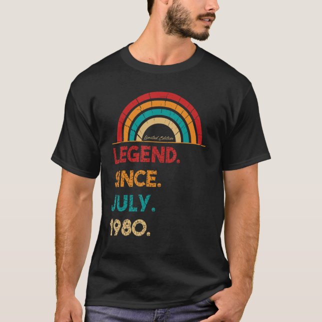 Camiseta Leyenda desde julio de 1980 42º cumpleaños Retro N (Anverso)