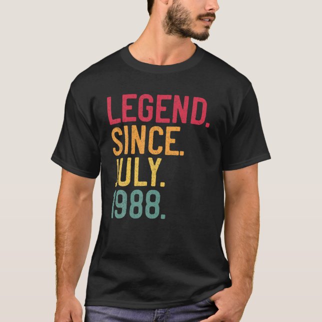 Camiseta Leyenda Desde Julio De 1988 33º Cumpleaños 33 Años (Anverso)