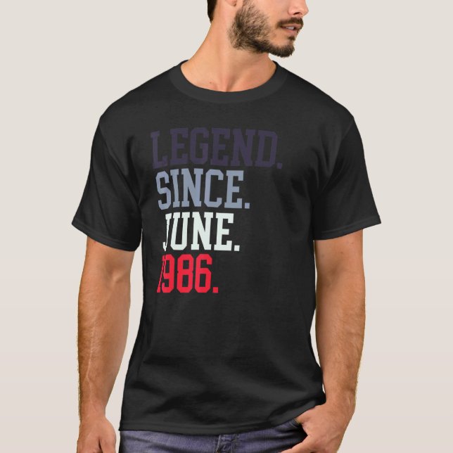 Camiseta Leyenda Desde Junio De 1986 Para Hombres Mujeres J (Anverso)
