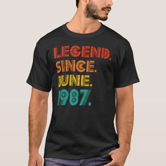 Camiseta Leyenda Desde Junio De 1987 Cumpleaños 1987 V (Anverso)
