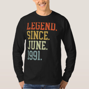 Camiseta Leyenda Desde Junio De 1991 Para Hombres Mujeres J