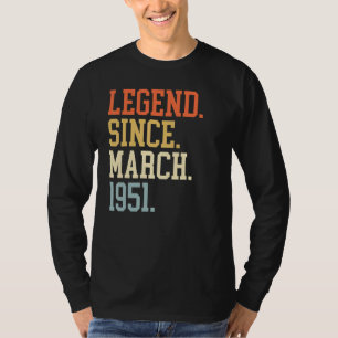 Camiseta Leyenda Desde Marzo De 1951 Para Mujeres Marzo De 