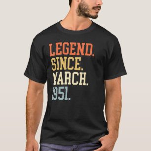 Camiseta Leyenda Desde Marzo De 1951 Para Mujeres Marzo De