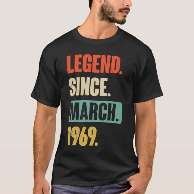 Camiseta Leyenda desde marzo de 1969 Cumpleaños 54ª Decorac (Anverso)