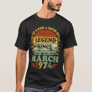 Camiseta Leyenda desde marzo de 1974 49º cumpleaños 49 años