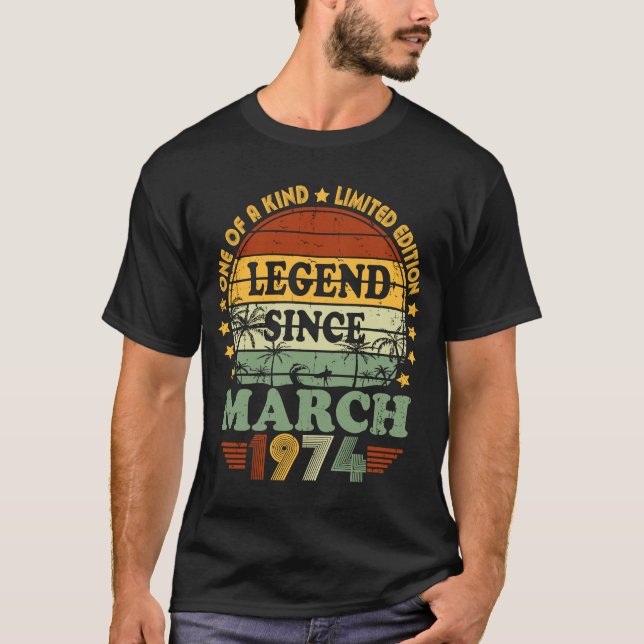 Camiseta Leyenda desde marzo de 1974 49º cumpleaños 49 años (Anverso)